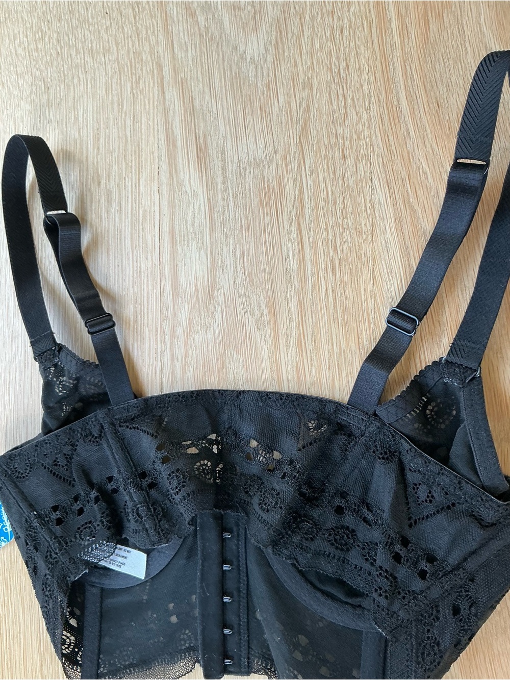 Free People Black Lace Goth Grunge Boho Longline Underwire Bra Top Size 34A NWT! - Picture 7 of 7